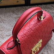 Gucci Padlock Small Top Handle Bag Signature Leather Red 453188 28x19x11cm - 4