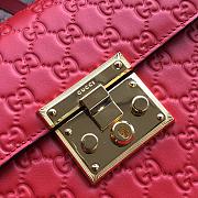 Gucci Padlock Small Top Handle Bag Signature Leather Red 453188 28x19x11cm - 6