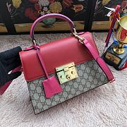 Gucci Padlock Small Top Handle Bag GG Supreme Leather Red 453188 28x19x11cm - 1