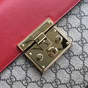 Gucci Padlock Small Top Handle Bag GG Supreme Leather Red 453188 28x19x11cm - 6