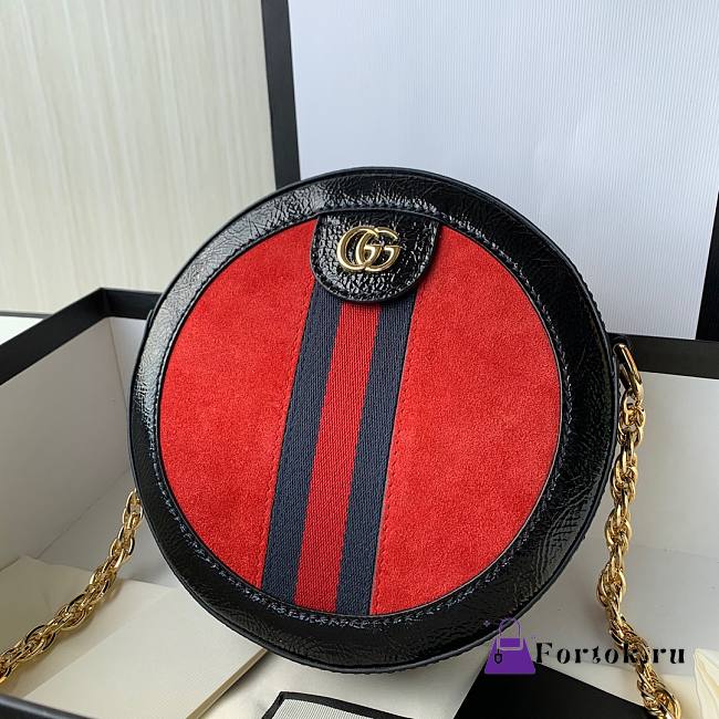 Gucci Ophidia Mini Round Shoulder Bag Red 550618 18x18x4.5cm - 1