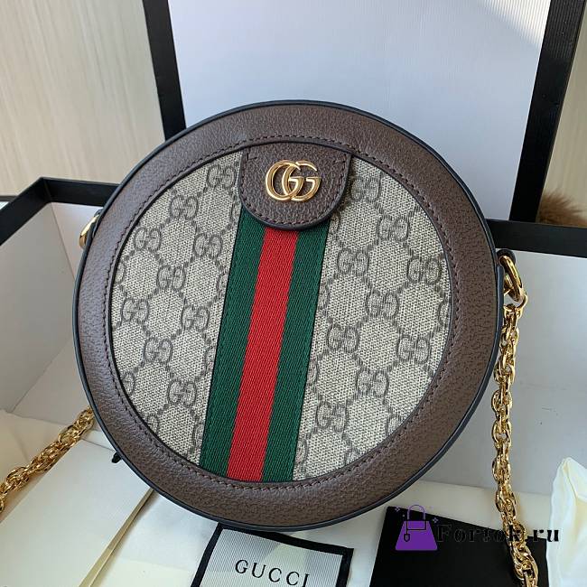 Gucci Ophidia Mini Round Shoulder Bag GG Supreme Canvas 550618 18x18x4.5cm - 1