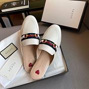 Gucci Women's Princetown Leather Slipper White 629084  - 4