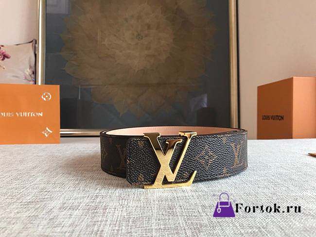Louis Vuitton Monogram Initiales Belt Gold-tone Metal Size 4 cm - 1
