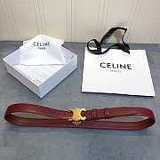 Celine Cowhide Leather Belt Bordeaux Size 2.5 cm - 1