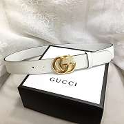 GG Marmont Leather Belt With Shiny Buckle White 3 cm - 6