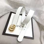 GG Marmont Leather Belt With Shiny Buckle White 3 cm - 5