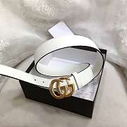 GG Marmont Leather Belt With Shiny Buckle White 3 cm - 4