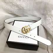 GG Marmont Leather Belt With Shiny Buckle White 3 cm - 3