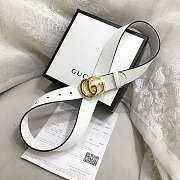 GG Marmont Leather Belt With Shiny Buckle White 3 cm - 2