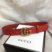 GG Marmont Leather Belt With Shiny Buckle Red 3 cm - 5