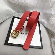 GG Marmont Leather Belt With Shiny Buckle Red 3 cm - 3