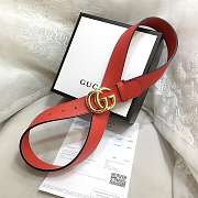 GG Marmont Leather Belt With Shiny Buckle Red 3 cm - 4