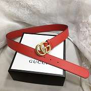 GG Marmont Leather Belt With Shiny Buckle Red 3 cm - 2