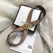 GG Marmont Leather Belt With Shiny Buckle Rose Beige 3 cm - 3