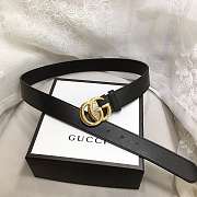 GG Marmont Leather Belt With Shiny Buckle Black 3 cm - 2