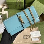 Gucci Jackie 1961 Chain Wallet Blue Leather 652681 19x10x3.5cm - 3