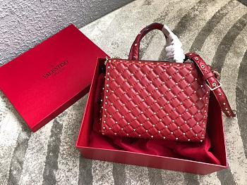 Valentino Garavani Rockstud Spike Tote Bag Red 26x13x20cm