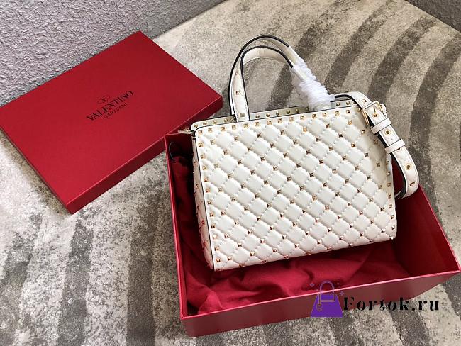 Valentino Garavani Rockstud Spike Tote Bag White 26x13x20cm - 1