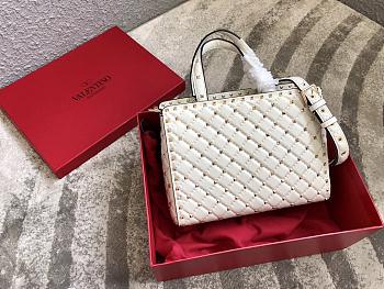 Valentino Garavani Rockstud Spike Tote Bag White 26x13x20cm