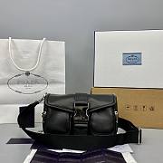 Prada Pocket Nappa Leather Bag Black 1BD295 22x7.5x14cm - 1