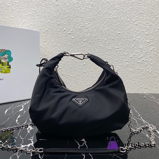 Prada Re-Edition 2006 Nylon Hobo Bag Black 1BH172 24x16x7cm - 1