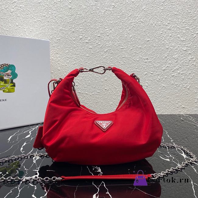 Prada Re-Edition 2006 Nylon Hobo Bag Red 1BH172 24x16x7cm - 1