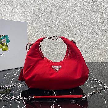 Prada Re-Edition 2006 Nylon Hobo Bag Red 1BH172 24x16x7cm