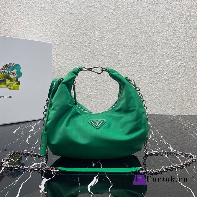 Prada Re-Edition 2006 Nylon Hobo Bag Green 1BH172 24x16x7cm - 1