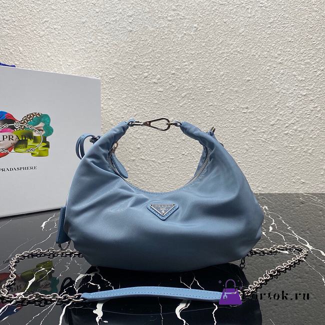 Prada Re-Edition 2006 Nylon Hobo Bag Blue 1BH172 24x16x7cm - 1