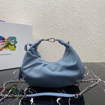 Prada Re-Edition 2006 Nylon Hobo Bag Blue 1BH172 24x16x7cm