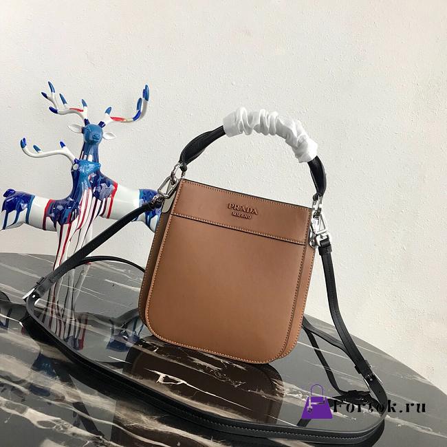 Prada Small Margit Leather Bag Brown 1BC082 20x7x20cm   - 1