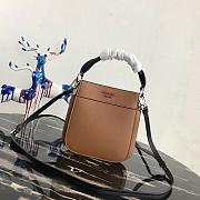 Prada Small Margit Leather Bag Brown 1BC082 20x7x20cm   - 1