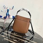 Prada Small Margit Leather Bag Brown 1BC082 20x7x20cm   - 4