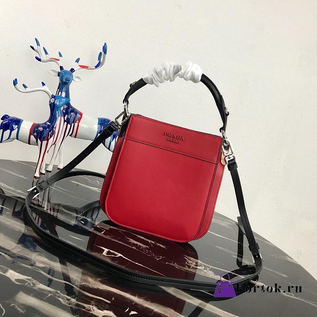 Prada Small Margit Leather Bag Red 1BC082 20x7x20cm   - 1