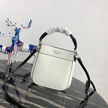 Prada Small Margit Leather Bag White 1BC082 20x7x20cm  