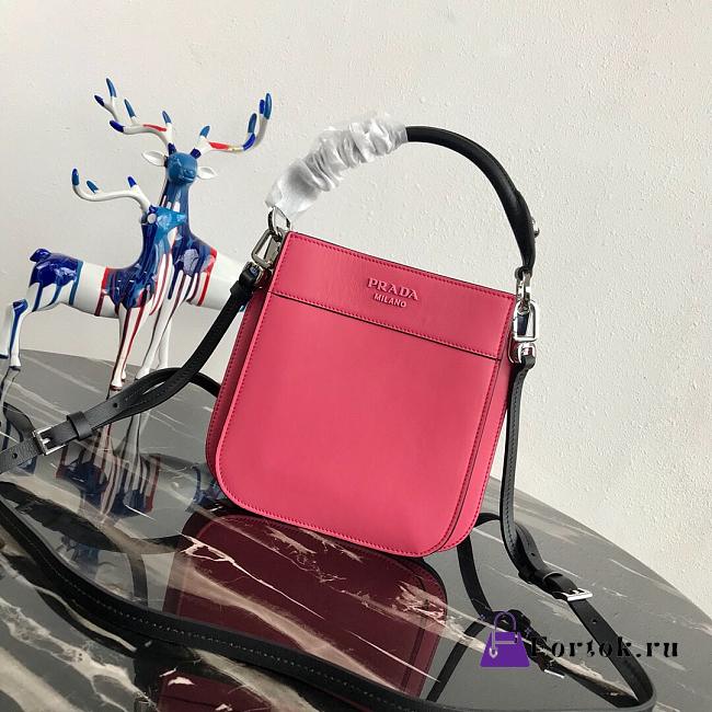 Prada Small Margit Leather Bag Pink 1BC082 20x7x20cm   - 1