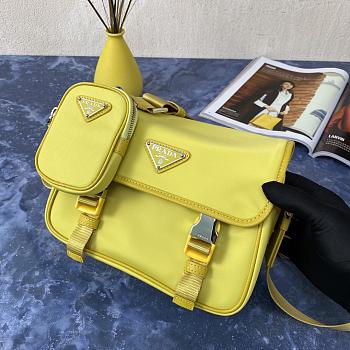 Prada Re-Nylon/Saffiano Leather Shoulder Bag Yellow 2VD034 16x22x8.5cm 