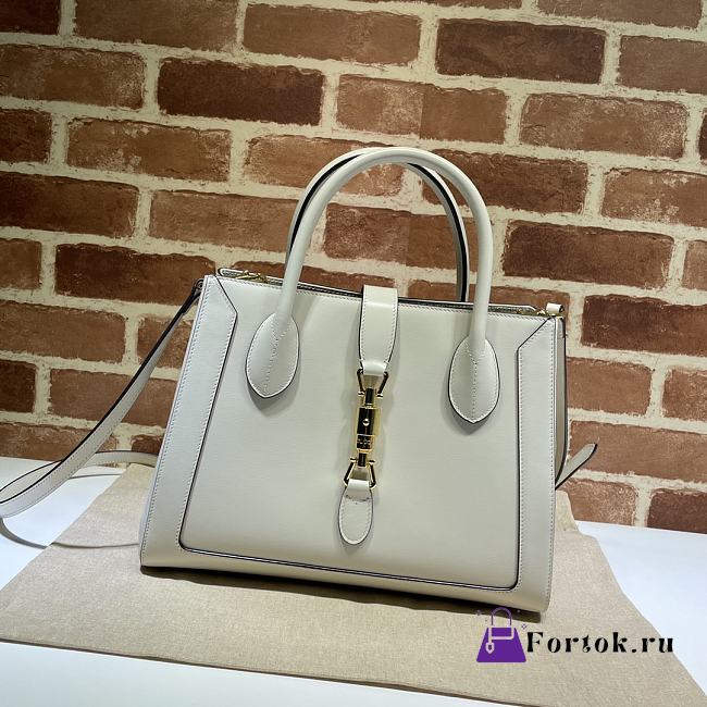 Gucci Jackie 1961 Medium Tote Bag Leather White 649016 30x24x12cm - 1