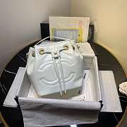 Chanel Aged Calfskin Drawstring Bucket Bag White AS1946 17cm - 1