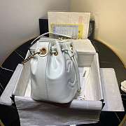 Chanel Aged Calfskin Drawstring Bucket Bag White AS1946 17cm - 3