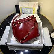Chanel Aged Calfskin Drawstring Bucket Bag Red AS1946 17cm - 4