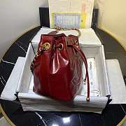 Chanel Aged Calfskin Drawstring Bucket Bag Red AS1946 17cm - 3