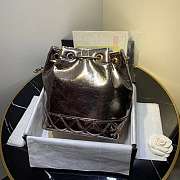Chanel Aged Calfskin Drawstring Bucket Bag Silver AS1946 17cm - 5