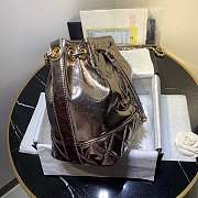 Chanel Aged Calfskin Drawstring Bucket Bag Silver AS1946 17cm - 4