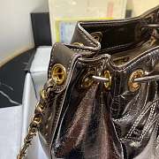 Chanel Aged Calfskin Drawstring Bucket Bag Silver AS1946 17cm - 3