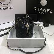Chanel Strass Drawstring Bucket Bag Lambskin Black AS1894 19x13x13cm - 6