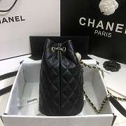 Chanel Strass Drawstring Bucket Bag Lambskin Black AS1894 19x13x13cm - 3