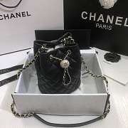 Chanel Strass Drawstring Bucket Bag Lambskin Black AS1894 19x13x13cm - 2