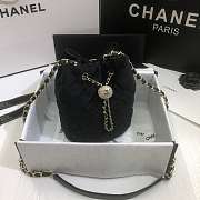 Chanel Strass Drawstring Bucket Bag Velvet Black AS1894 19x13x13cm - 5